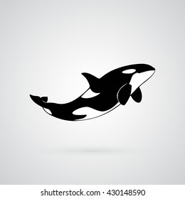 orca killer whale line sign logo emblem vector illusration on white background