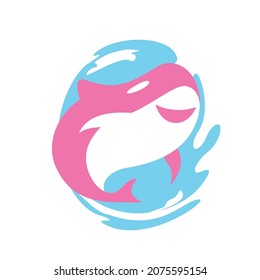 Orca killer whale logo icon vector jumping with waves