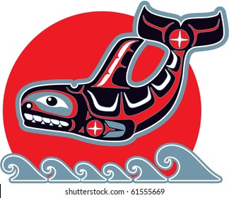 Orca (Killer Whale) In Native Art Style