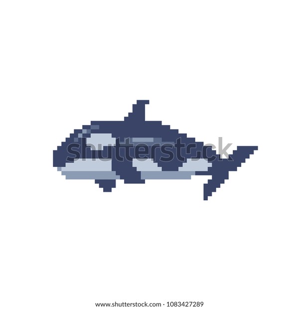 Orca Killer Whale Pixel Art Icon Stock Vektorgrafik Lizenzfrei