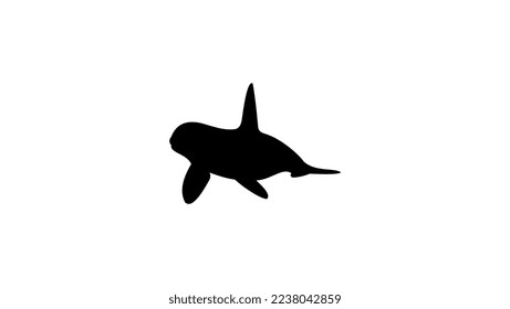 Orca Killer Whale realistic black silhouette profile