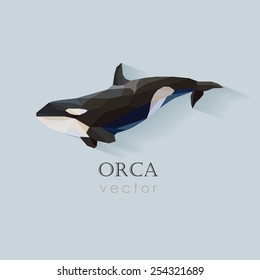 orca killer whale vector logo element in modern low polygon style