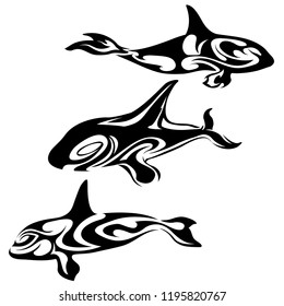 orca killer whales tattoo abstract sea wolves