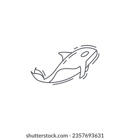 orca line icon, killer whale thin line icon
