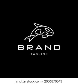 Orca Line Minimalist White on Black Logo Icon