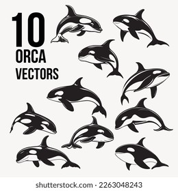Orca Logo Collection Set Monochrome Design  