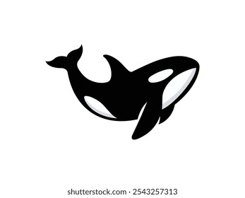 Orca logo icon vector template illustration. Black and white silhouette. Orca icon template