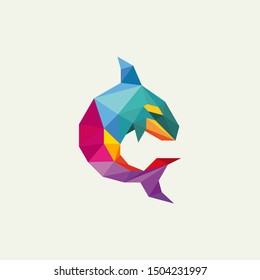 ORCA LOGO - Low poly geometric design - colorful modern animal
