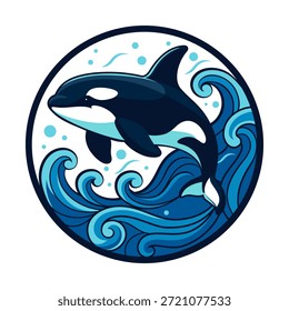 Ilustración vectorial del logotipo de Orca en círculo