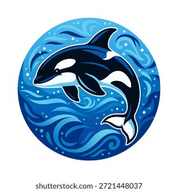 Orca logo vector illustration in circle