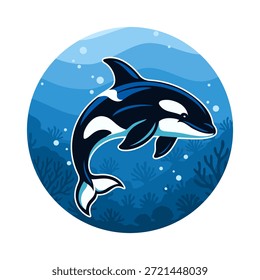 Ilustración vectorial del logotipo de Orca en círculo