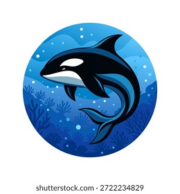 Ilustración vectorial del logotipo de Orca en círculo