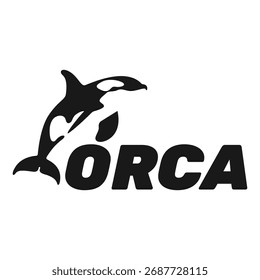 Logotipo de Orca. Icono de Plantilla de símbolo de ballena orca. blanco y negro