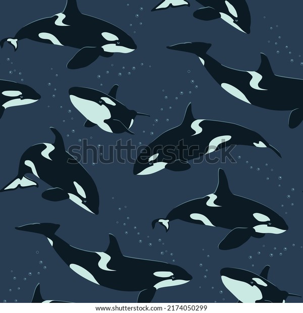 Orca Seamless Pattern Killer Whale Vector Stock Vector (Royalty Free ...