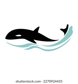 orca silhouette design. predator fish logo vector. aquatic animal illustration.