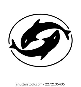 orca silhouette design. predator fish logo vector. aquatic animal illustration.