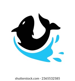 diseño de silueta de orca. vector del logotipo del pez depredador. ilustración de animales acuáticos.