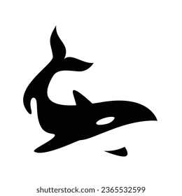 orca silhouette design. predator fish logo vector. aquatic animal illustration.