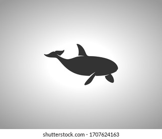 Orca Silhouette on White Background. Isolated Vector Animal Template for Logo Company, Icon, Symbol etc