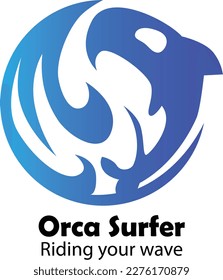 orca surfer logo blue logo