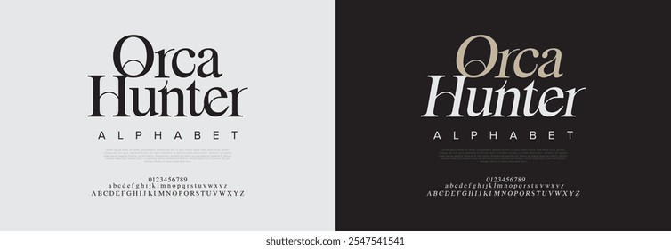 Orca tipografia beleza moda elegante minimalista serif italic fontes decorativo casamento vintage retro logos. Logotipo de fonte de luxo mínimo alfabeto. Ilustração vetorial