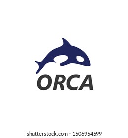 Orca vector logo design, logotype in blue and white company branding