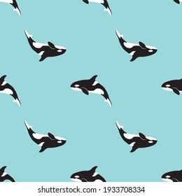 Orca in water color pattern. vector illustration