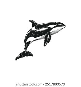 Orca whale detailed black and white. Vector illustration design.