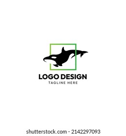 orca whale dolphin ocean fish logo design