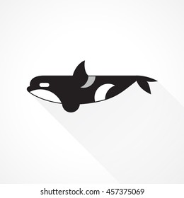 Orca whale flat logo sign pictogram vector illustration on white background