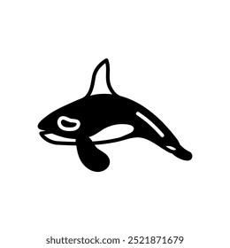 Orca Whale Glyph Icon, Vector illustration