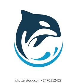 Orca whale icon logo design template