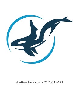 Orca whale icon logo design template