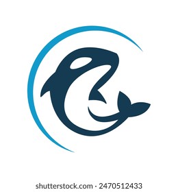 Orca whale icon logo design template