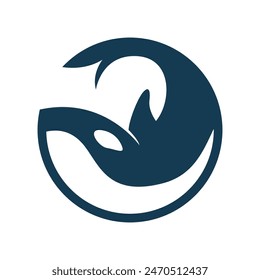 Orca whale icon logo design template