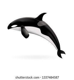 Orca whale icon. Realistic illustration of orca whale vector icon for web design isolated on white background