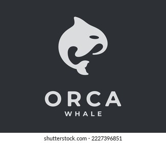 Orca Whale Killer Cetacean Grampus Ocean Silhouette Mascot Flat Illustration Vector Logo Design