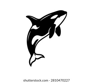Orca whale leaping silhouette icon for sea life