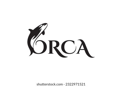 Orca whale logo design vector template