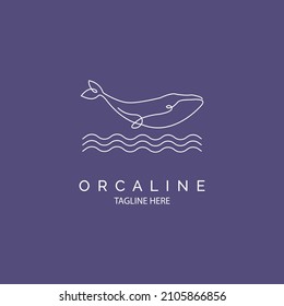 Orca whale logo icon line style template design for brand or company and other