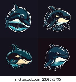 orca whale mascot logo. modern flat color