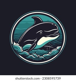 orca whale mascot logo. modern flat color