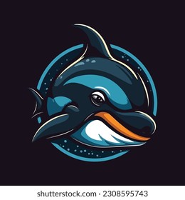 orca whale mascot logo. modern flat color