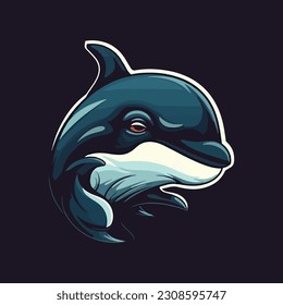 orca whale mascot logo. modern flat color