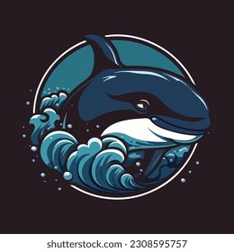 orca whale mascot logo. modern flat color