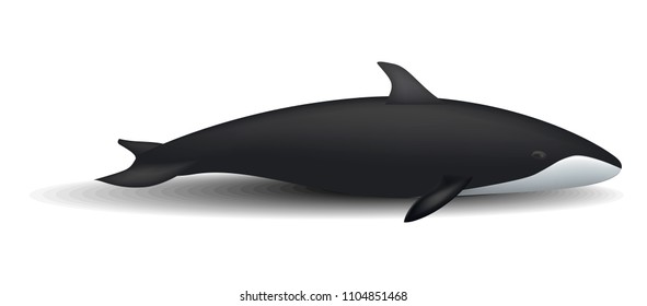 Orca whale mockup. Realistic illustration of orca whale vector mockup for web design isolated on white background