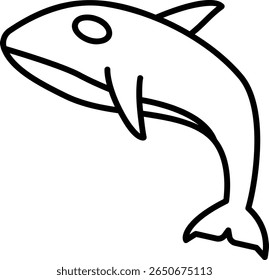 Orca Whale Outline Illustration on White Background