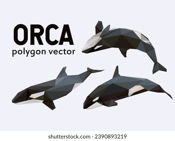 Orca Whale in Polygonal Abstract Vector. Low Poly picture of Orca. Orca Whale in Abstract Illustration.