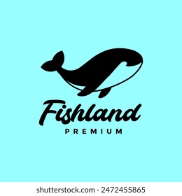 orca whale sea animal modern logo design vector