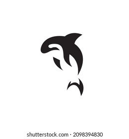 orca whale silhouette logo design vector icon illustration graphic creative idea